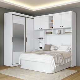 Quarto Modulado Casal Paris Branco com Espelho - PR Móveis - 2