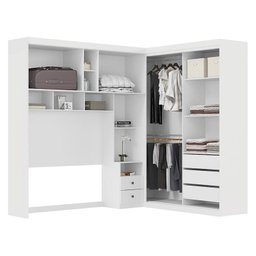 Quarto Modulado Casal Paris Branco com Espelho - PR Móveis - 3