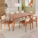 Ver imagem 1 de Sala de Jantar Mesa 180x76cm Tampo Laminado com 6 Cadeiras em Couríssimo Ceci Yescasa Marrom