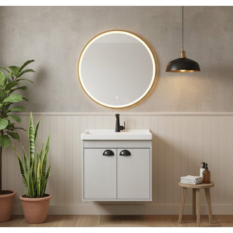 Gabinete Armário para Banheiro 50cm Mdf com Cuba - Siena Lineo