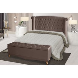 Kit de Quarto Cabeceira de Cama Box e Calçadeira Baú Toquio Casal Queen 160 Cm Suede Rosê Ec Móveis - 2