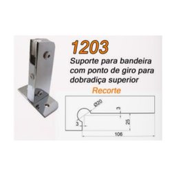 Suporte para bandeira com ponto de giro para dobradiça superior 1203 (facão) - Cromado - 4