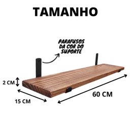 Prateleira Industrial Mão Francesa Parede Madeira Pinus 60cm COR:IPE - 3