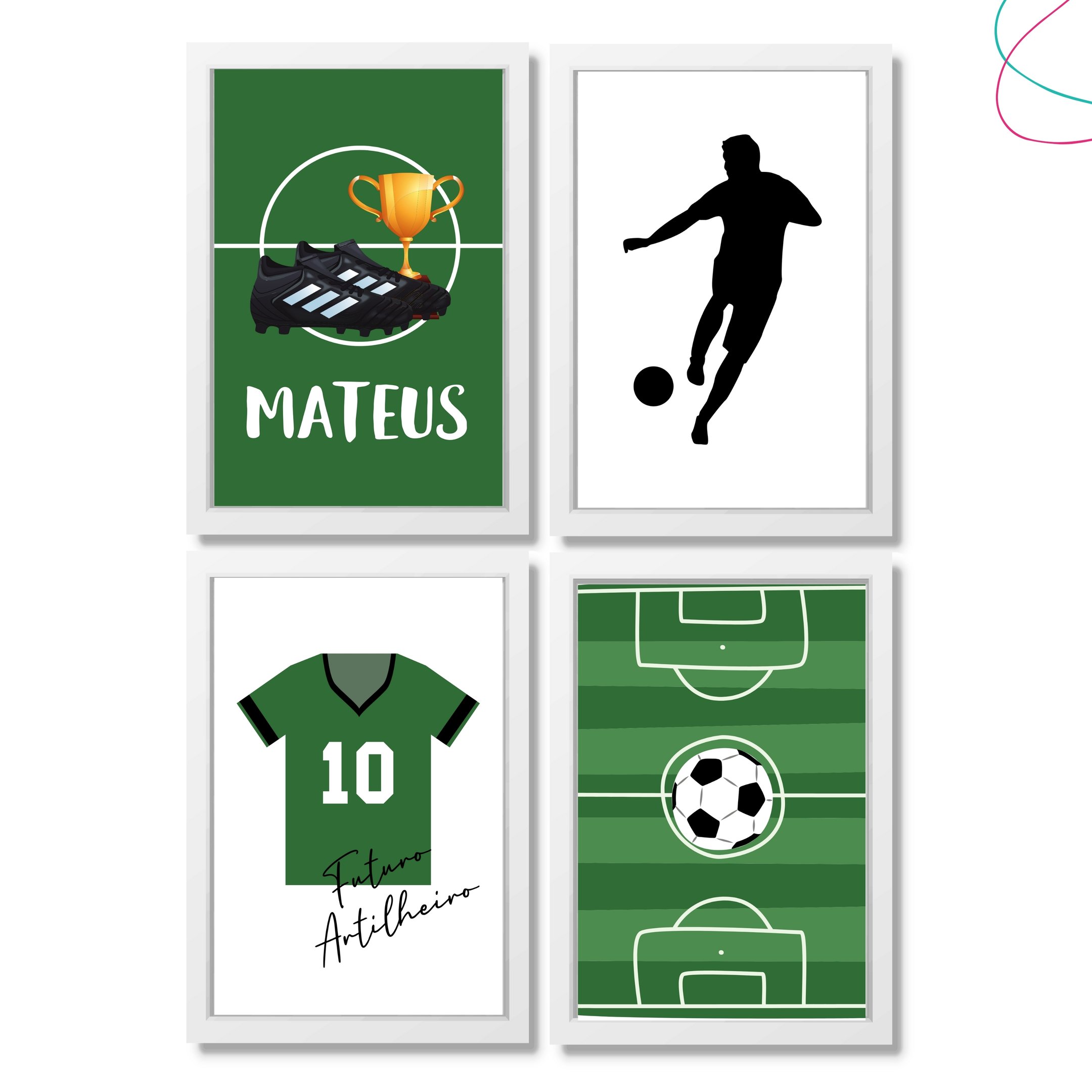 Quadro Decorativo Infantil quarto de menino Futebol moldura:Preta - 2