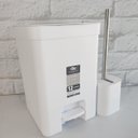 Ver imagem 5 de Conjunto para Banheiro Lixeira de Pedal 12l Trium e Escova Sanitária com Suporte Dual Branco ou