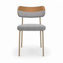Ver imagem 3 de Kit 6 Cadeiras Sala de Jantar Lisa Pés Champanhe Linho/PU Cinza/Caramelo m² - Monari Design