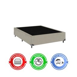 Base Casal + Colchão D33 One Face - Suede Bege - 5