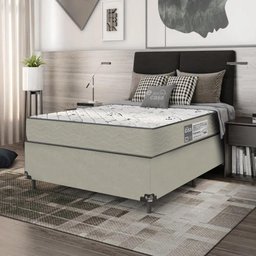 Base Casal + Colchão D33 One Face - Suede Bege - 3