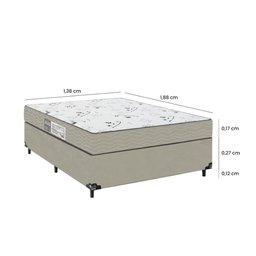 Base Casal + Colchão D33 One Face - Suede Bege - 2