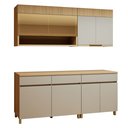 Ver imagem 2 de Cozinha Completa Modulada 4 Peças 7 Portas 3 Gavetas 100% MDF Realeza Premium Bege/Carvalho/Greige