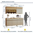 Ver imagem 4 de Cozinha Completa Modulada 4 Peças 7 Portas 3 Gavetas 100% MDF Realeza Premium Bege/Carvalho/Greige