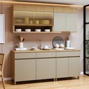 Ver imagem 1 de Cozinha Completa Modulada 4 Peças 7 Portas 3 Gavetas 100% MDF Realeza Premium Bege/Carvalho/Greige