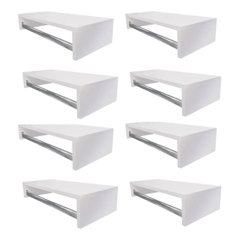 Kit 8 Cabideiros de Parede Arara Porta Roupas Quarto Closet Branco - Straub Web