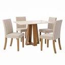 Ver imagem 3 de Conjunto Sala de Jantar Mesa Lisa 120cm Tampo de Vidro Canto Reto 4 Cadeiras Lily