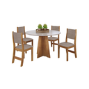 Ver imagem 4 de Mesa Redonda Jantar Slin+4 Cadeira Sol Estofado Linho Vieiro