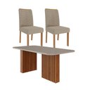 Ver imagem 1 de Sala de Jantar 180x90cm Tampo Mdf/vidro 6 Cadeira Cimol Ester Cimol Cinamomo/off/mad/linho Bege
