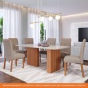 Ver imagem 7 de Sala de Jantar 180x90cm Tampo Mdf/vidro 6 Cadeira Cimol Ester Cimol Cinamomo/off/mad/linho Bege