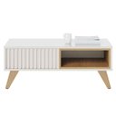 Ver imagem 1 de Mesa de Centro 1 Nicho 4 Pés em Madeira Maciça Kerry Off White/Freijó