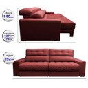Ver imagem 2 de Sofá Retrátil e Reclinável 2,52m Molas Ensacadas Cama inBox Brasil Velusoft Vermelho