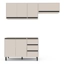 Ver imagem 3 de Cozinha Koya 3 Peças 200x214cm Armários Aéreos Balcão 2 Portas 3 Gavetas Creme 250027
