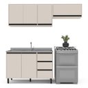 Ver imagem 2 de Cozinha Koya 3 Peças 200x214cm Armários Aéreos Balcão 2 Portas 3 Gavetas Creme 250027