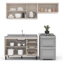 Ver imagem 4 de Cozinha Koya 3 Peças 200x214cm Armários Aéreos Balcão 2 Portas 3 Gavetas Creme 250027