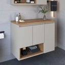 Ver imagem 2 de Kit com 2 Gabinetes de Banheiro Suspenso 80cm Cecília com 3 Portas e 1 Nicho sem Cuba Mel/arenas