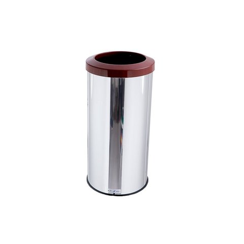 Lixeira Inox 25L Aro Esmaltado Cesto De Lixo Reciclável Cozinha - Marrom