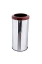 Ver imagem 1 de Lixeira Inox 25L Aro Esmaltado Cesto De Lixo Reciclável Cozinha - Marrom