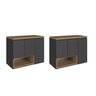 Kit com 2 Gabinetes de Banheiro Suspenso 80cm Cecília com 3 Portas e 1 Nicho sem Cuba - 1