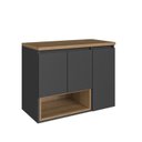 Ver imagem 3 de Kit com 2 Gabinetes de Banheiro Suspenso 80cm Cecília com 3 Portas e 1 Nicho sem Cuba Preto/Mel/Grafite