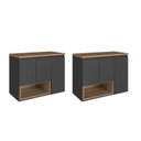 Ver imagem 1 de Kit com 2 Gabinetes de Banheiro Suspenso 80cm Cecília com 3 Portas e 1 Nicho sem Cuba Preto/Mel/Grafite