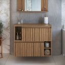 Ver imagem 2 de Kit com 2 Gabinetes de Banheiro Suspenso 75cm Luiza com 2 Portas Basculante sem Cuba Marrom/Mel