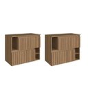 Ver imagem 1 de Kit com 2 Gabinetes de Banheiro Suspenso 75cm Luiza com 2 Portas Basculante sem Cuba Marrom/Mel