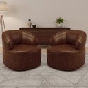 Ver imagem 1 de Kit 02 Poltronas Giratória Orgânica para Sala de Estar Living Helena L02 Couríssimo Marrom - Lyam