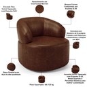 Ver imagem 3 de Kit 02 Poltronas Giratória Orgânica para Sala de Estar Living Helena L02 Couríssimo Marrom - Lyam
