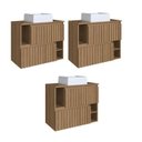Ver imagem 1 de Kit com 3 Gabinetes de Banheiro Suspenso 75cm Luiza com 2 Portas Basculante com Cuba Marrom/Mel