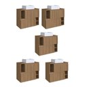 Ver imagem 1 de Kit com 5 Gabinetes de Banheiro Suspenso 75cm Luiza com 2 Portas Basculante com Cuba Marrom/Mel