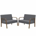Ver imagem 1 de Kit Poltrona Decorativa 2 Namoradeiras Luna Braço Madeira D Salla Suede Grafite