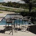 Ver imagem 1 de Conjunto Jardim e Varanda 1 Mesa Bistrô 3 Banquetas Refúgio CabeCasa MadeiraOriginals Cinza/Champagne/Mesclado