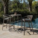 Ver imagem 1 de Conjunto Jardim e Varanda 1 Mesa Bistrô 2 Banquetas Refúgio CabeCasa MadeiraOriginals Cinza/Champagne/Mesclado