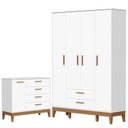 Ver imagem 1 de Guarda Roupa Infantil Flip 4 Portas com Cômoda Sapateira Infantil Flip Branco Acetinado - Reller