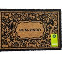 Ver imagem 1 de Capacho Fibra Coco Pvc Pintado Welcome Flores Preto 40cm X 60cm