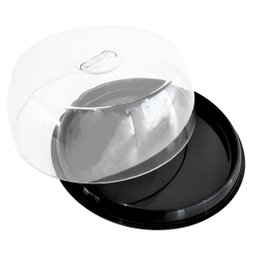 Porta Bolo de Plástico com Tampa Transparente 29cm Plus UZ Preto - 2
