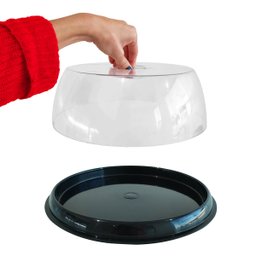Porta Bolo de Plástico com Tampa Transparente 29cm Plus UZ Preto - 3