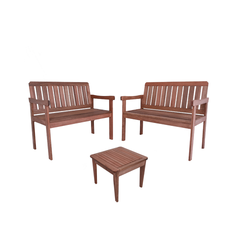 Dupla Banco Sofá Namoradeira e Mesa de Centro em Madeira Maciça Jardim Varanda