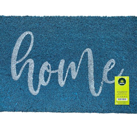 Capacho de Fibra de Coco Pvc Pintado Home Azul 40cm X 60cm