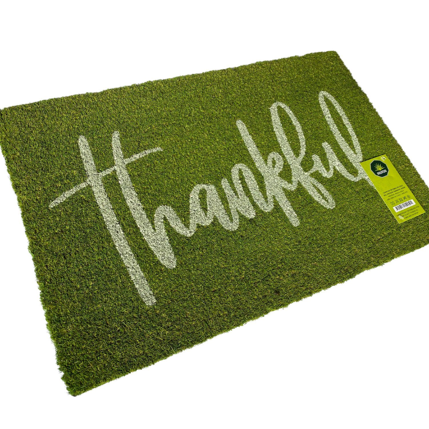 Capacho de Fibra de Coco Pvc Pintado Thankful Verde 40cm X 60cm - 3