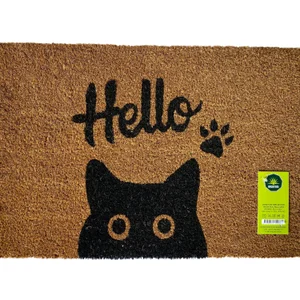 Capacho de Fibra de Coco Pvc Pintado Hello Gato 40cm X 60cm