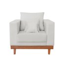 Ver imagem 3 de Kit 2 Poltronas Reforçada Linho Pés Base Madeira + Almofadas Cor:bege